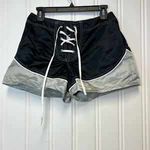 Y2K Ocean Pacific OP Lace-Up Nylon Shorts Black Size 11